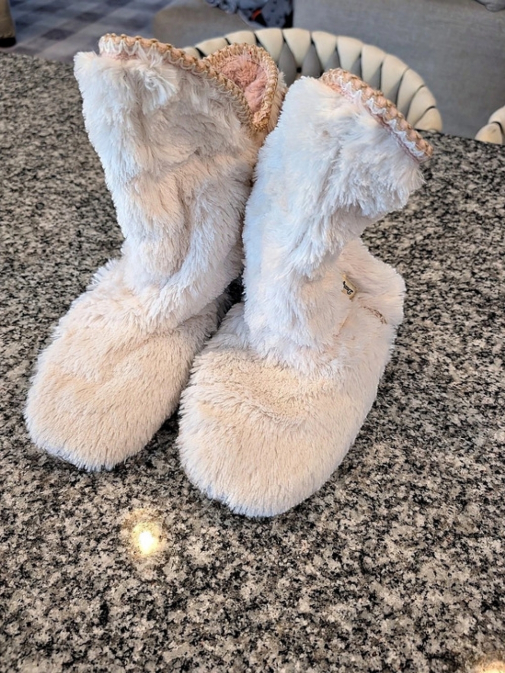 Dearfoams Women's Beth Faux Fur Fold Down Fuzzy Bootie House Slipper Fuzzy